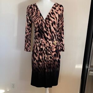 Jennifer Lopez Animal Print Long Sleeve Dress